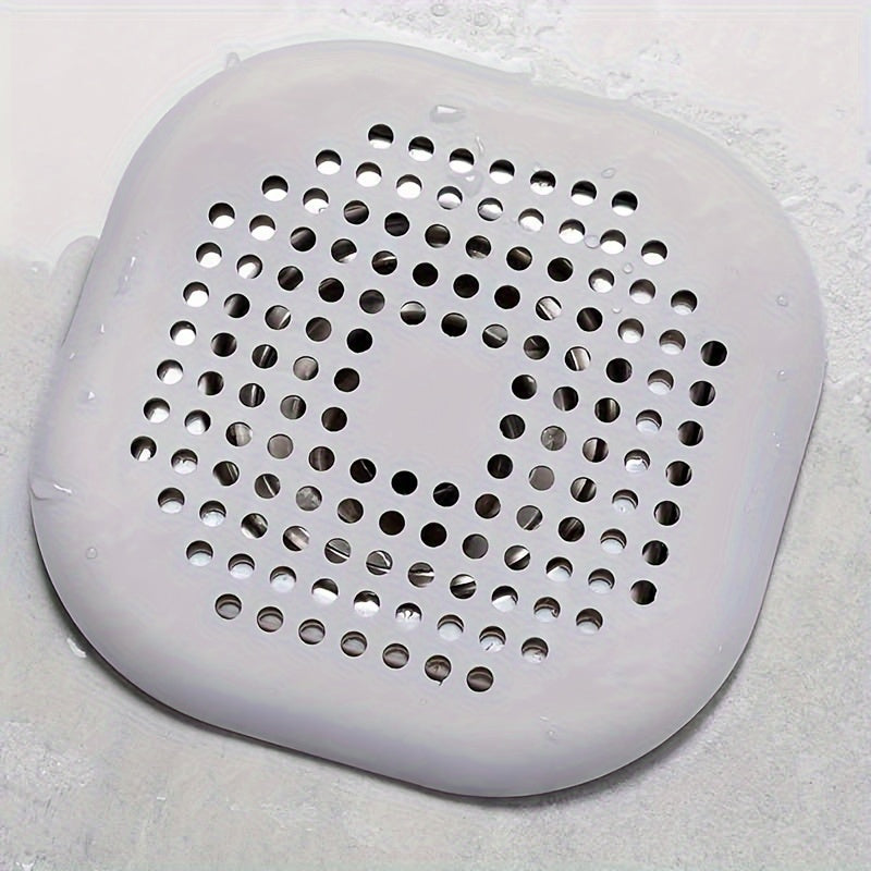 Silicone Drain Hair Catcher for Shower Sink Octagonal Mesh Light Gray