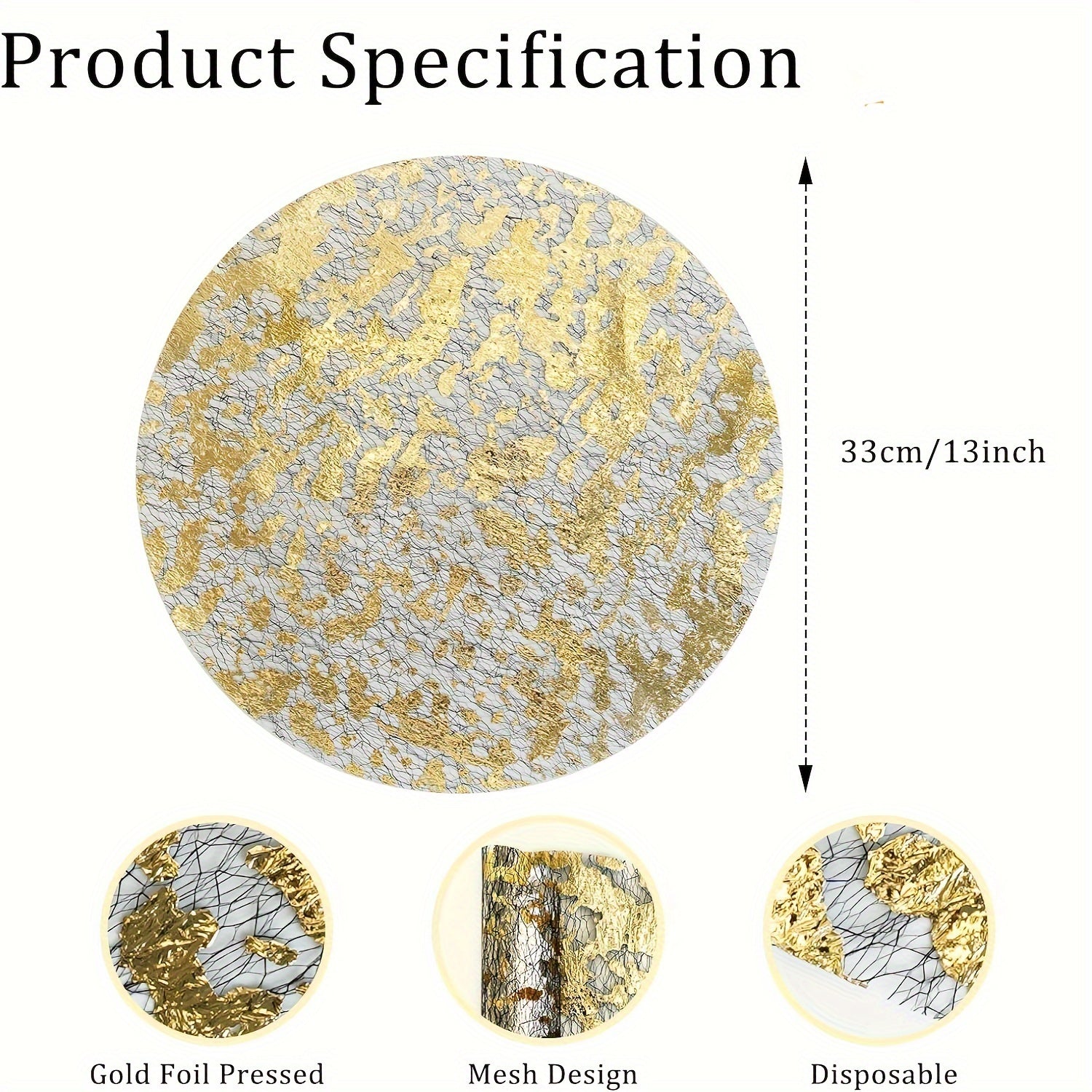 12-Piece Gold Foil Mesh Disposable Placemats for Holidays Weddings and Parties