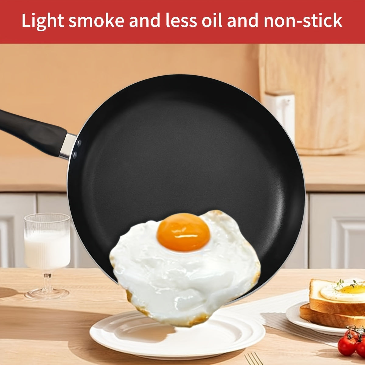 Red Aluminum Non-Stick Skillet 27.43cm for Omelets and Pancakes