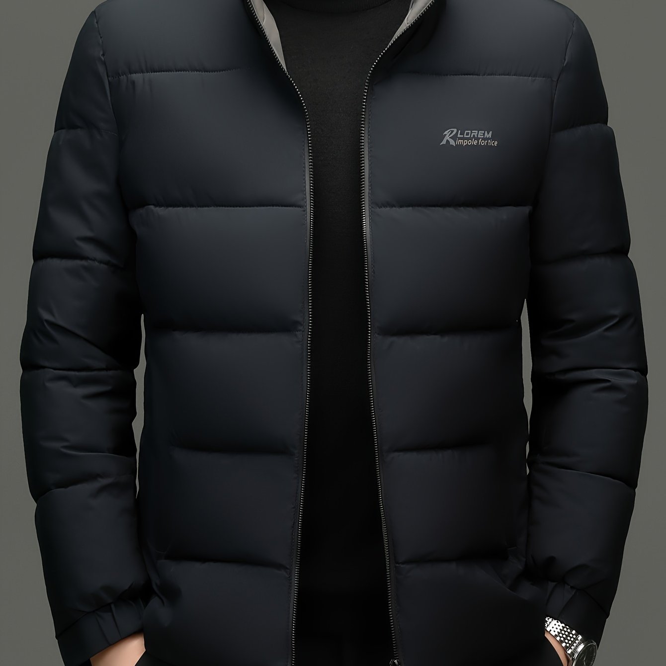 SINBOS Erkaklar uchun yengil turli ko'ylak, zip yopilishi, polyester to'ldirish va astar, 100% polyester mato, oddiy moslik