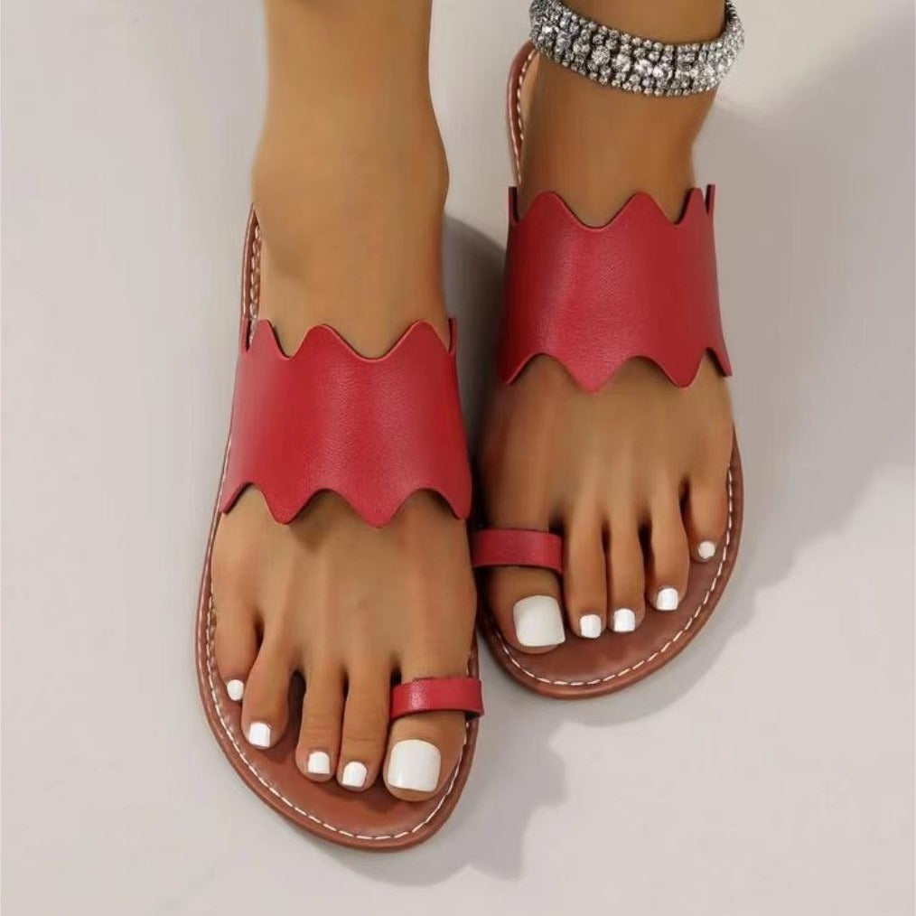 Женские легкие сандалии с петлей на пальце, открытые шлепанцы, летняя обувь