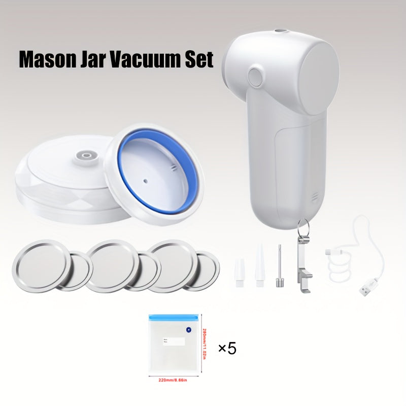 1 dona Portativ 3-in-1 Vacuum Sealer va Havo Pompasi, USB bilan qayta to'ldiriladigan, kuchli yopish, uzoq batareya muddati, 18650 seriyali litiy batareya, oziq-ovqat saqlash va sport to'plar uchun ko'p o'lchovli yopish.