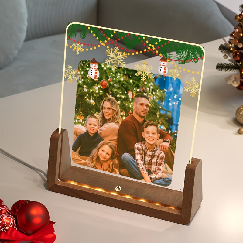 Custom Illuminated Acrylic Christmas Photo Frame for Holiday Decor