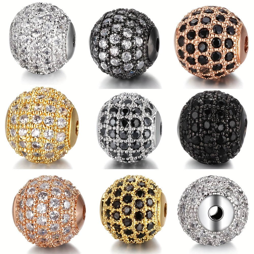 Set of 3 Cubic Zirconia Ball Charms 6/8/10mm for Bracelet Making