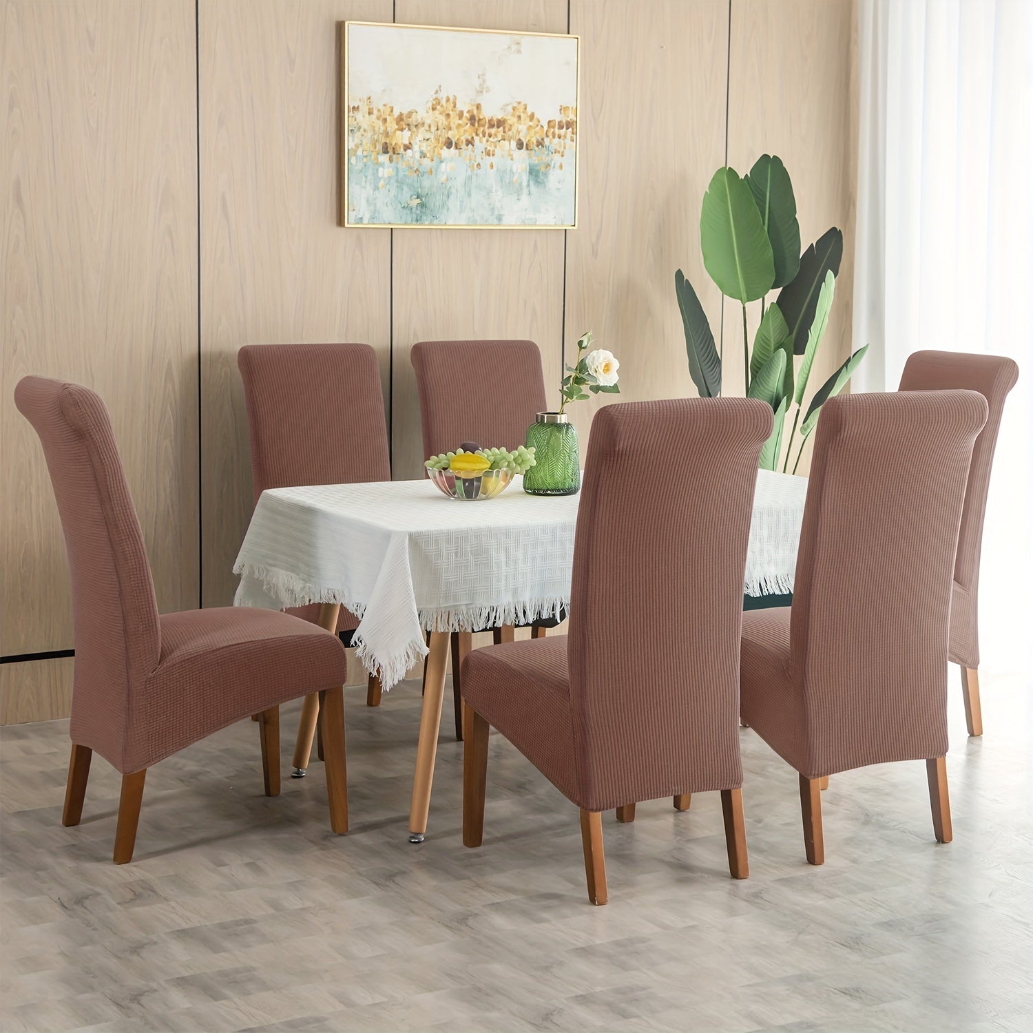 Water Resistant Elastic Dining Chair Slipcover for Large Chairs Spill-Proof for Dining Room Weddings Ceremonies Banquets