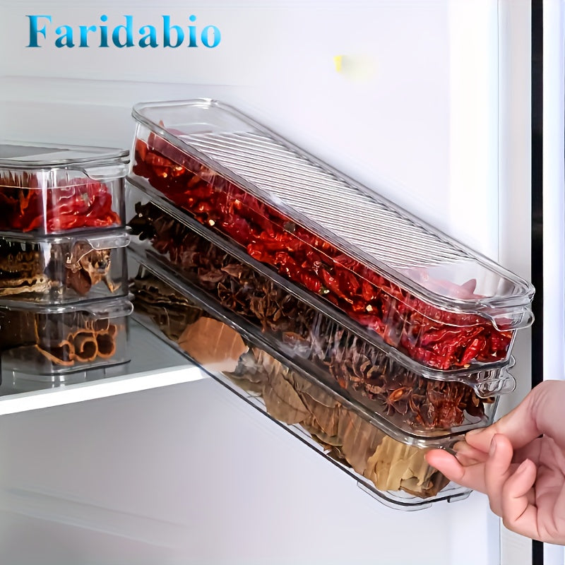 3pcs Clear Reusable Pet Plastic Storage Bins for Refrigerator Organizer