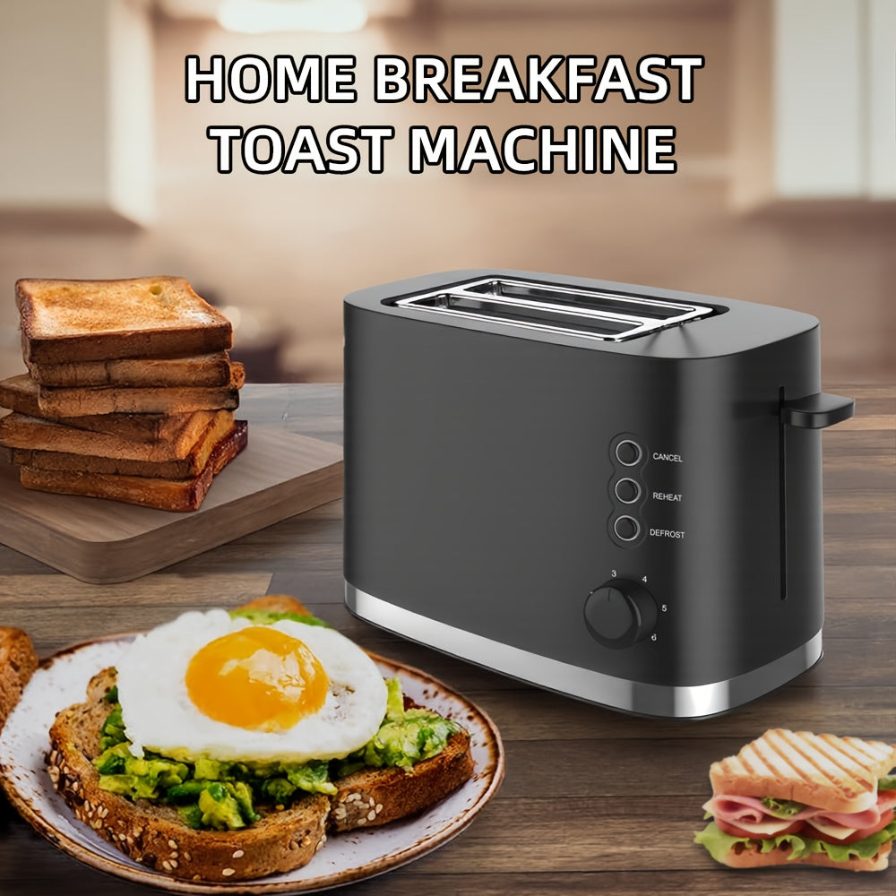 220V Черный тостер для дома, портативный, двухслойный, против заедания, современный дизайн