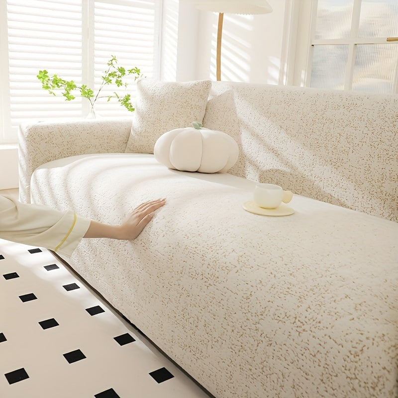 Kofe rangli Jacquard divan qoplamasi, bonus yostiq bilan, barcha mavsumlar uchun, itlarga mos, bardoshli