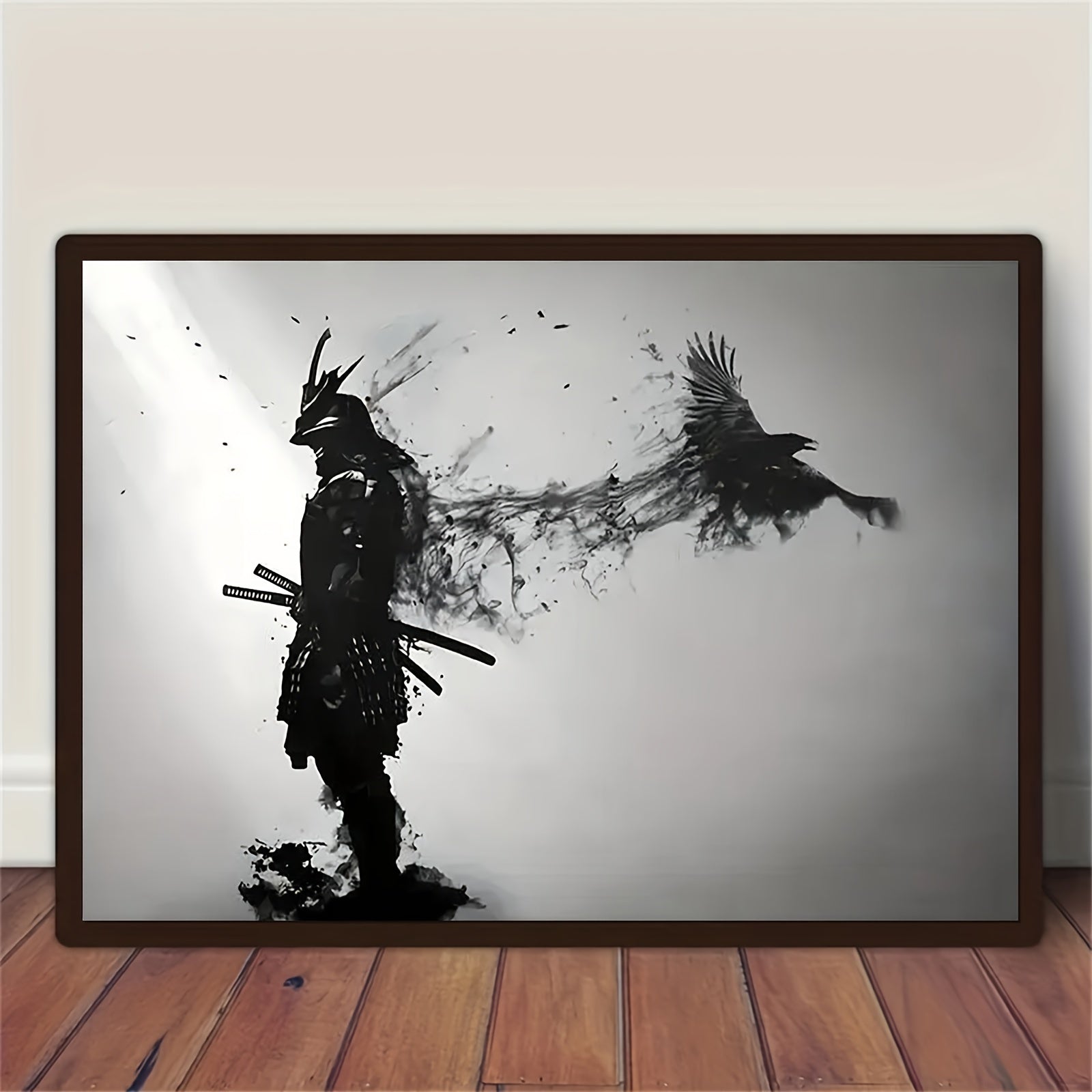 Black and White Samurai Canvas Wall Art Frameless Decor for Living Room Bedroom Anime