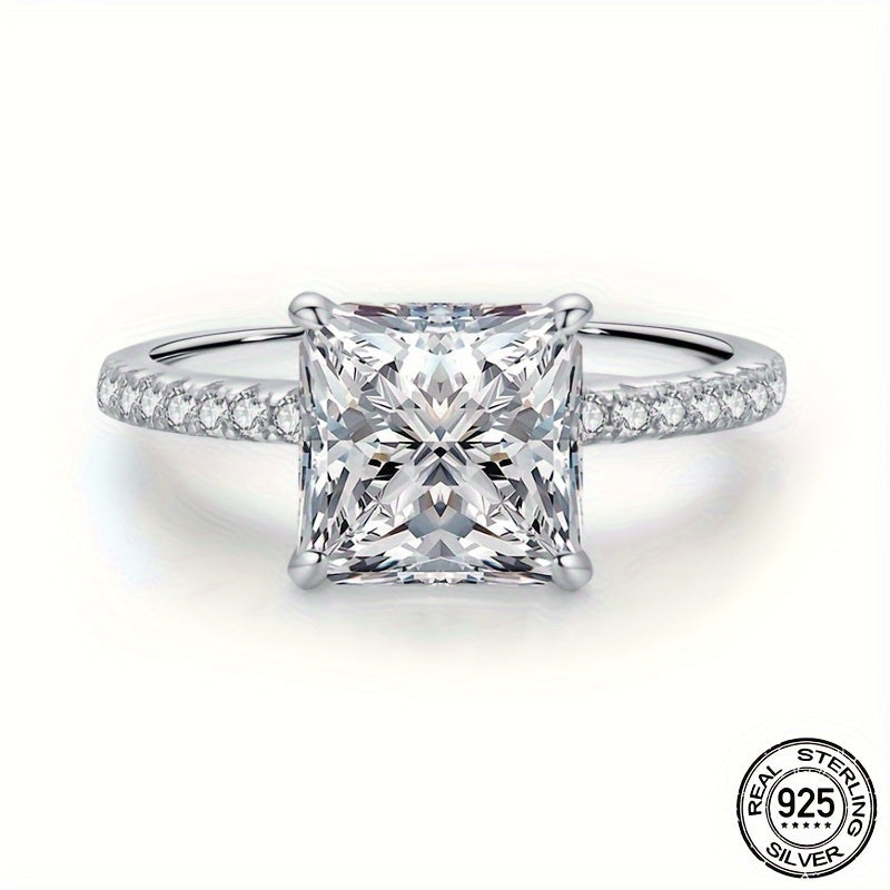 Princess Cut Moissanite Engagement Ring 2/3 Carat Sterling Silver Wedding Jewelry