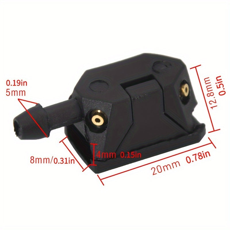 2 Pack Car Wiper Blade Washer Nozzle Adjustable 4-Way Mounted on 8Mm 9Mm Arm