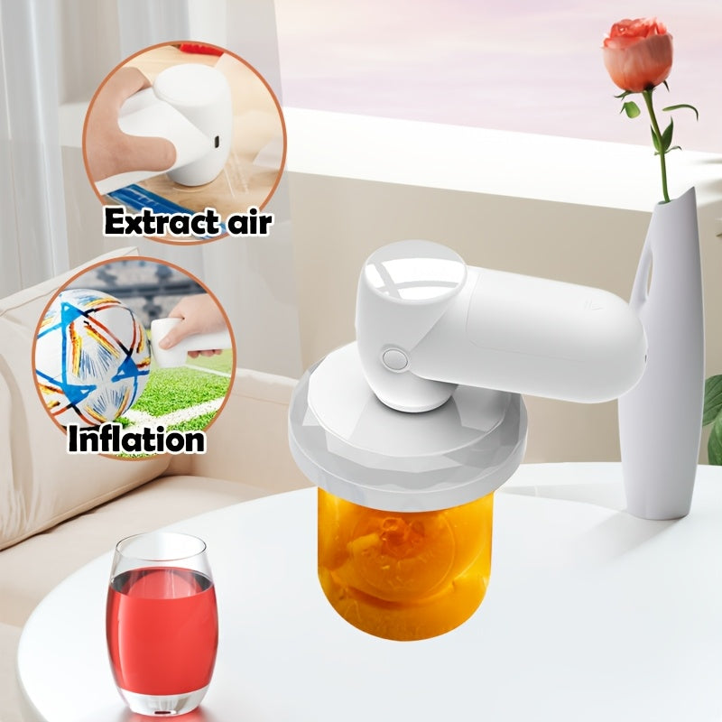 JKUOO Портативный беспроводной вакуумный упаковщик с USB-аккумулятором, компактный дизайн, идеально подходит для кухни и пикников на природе, включает 5 многоразовых мешков для хранения продуктов.