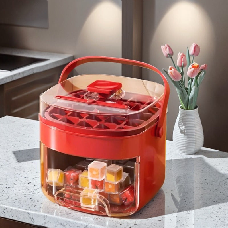 48-Grid Ice Cube Maker Set With Double-Layer Food-Grade Plastic Tray