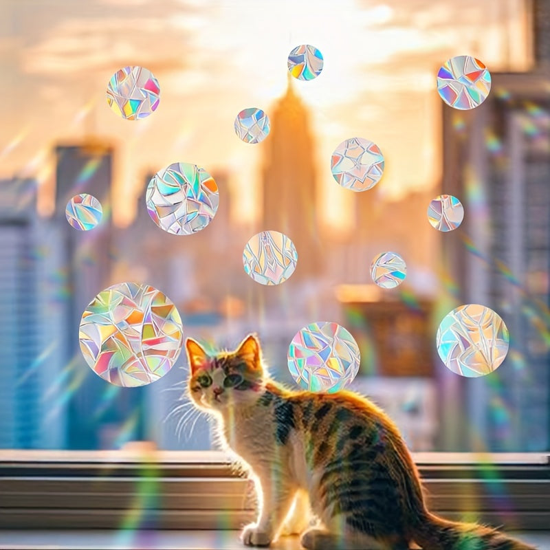 Rainbow Sun Catcher Window Film Set of Round Static Cling Decals 16mil Thickness