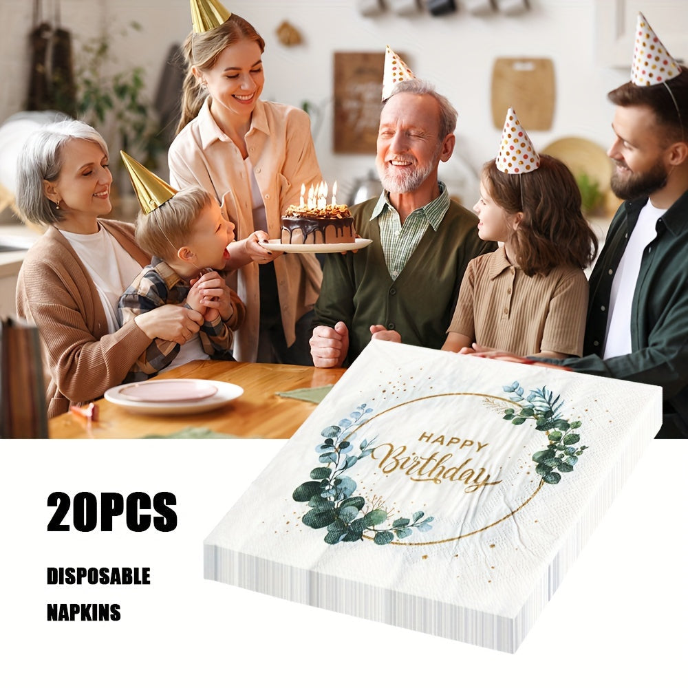20 Pack Disposable Birthday Napkins 33cm Double Layered Party Supplies
