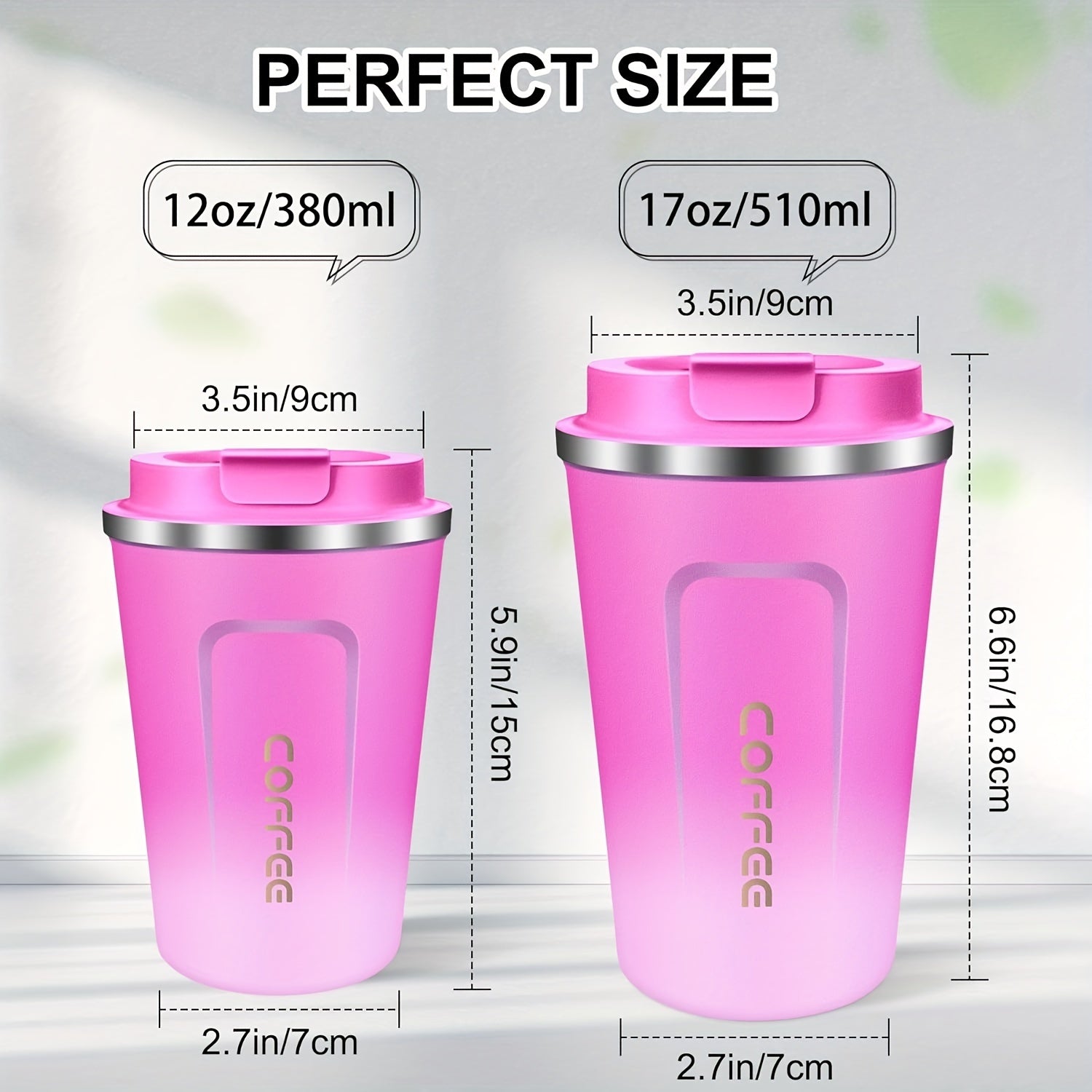 Izolyatsiyalangan zanglamaydigan po'latdan yasalgan qahva mug'asi, oqib ketmaydigan, idish-tovoq bilan mos, ofis va tabiatda sayohat uchun