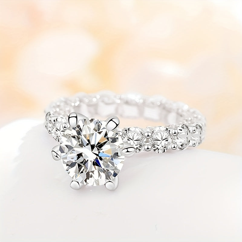 Women's Moissanite Solitaire Engagement Ring 1CT D Color VVS1 Clarity Wedding Band in Sterling Silver