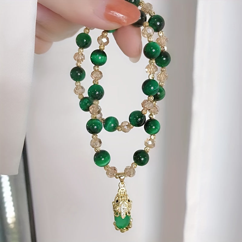 Tiger Eye Stone Pixiu Charm Bracelet Natural Beads for Women and Men Single or Double Chain