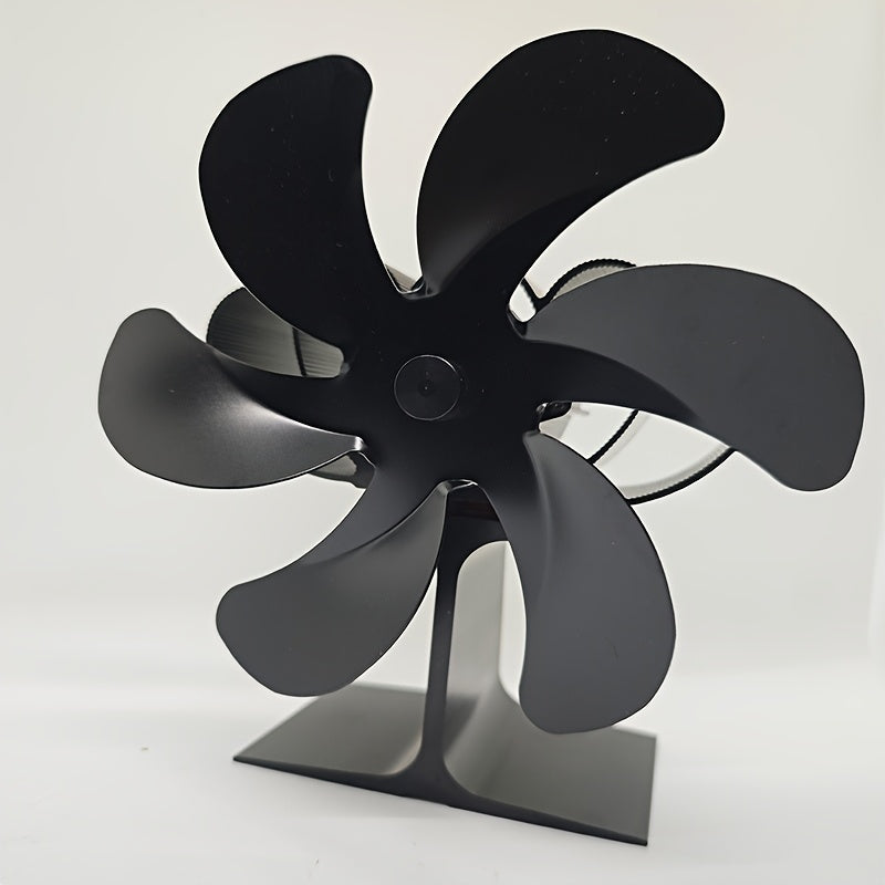 6-Blade Thermal Venturi Stove Fan for Wood and Gas Heating Durable Aluminum