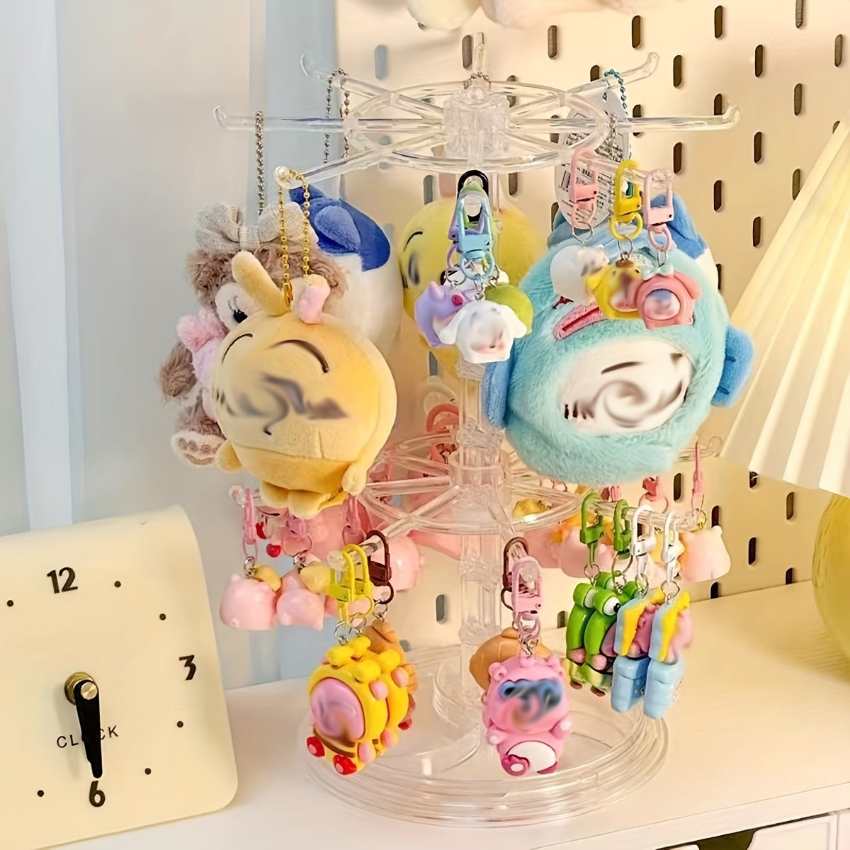 Вращающаяся двухъярусная подставка для ключей, пластиковый органайзер для ключей, бейджей, украшений