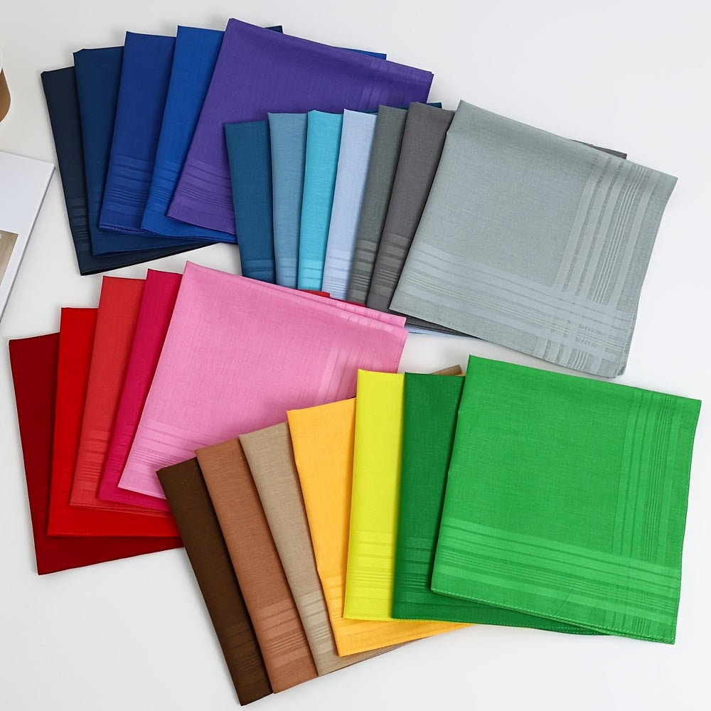 Set of 3 Men's Cotton Handkerchiefs Solid Colors Lightweight Sports Style Casual Wedding Hankies