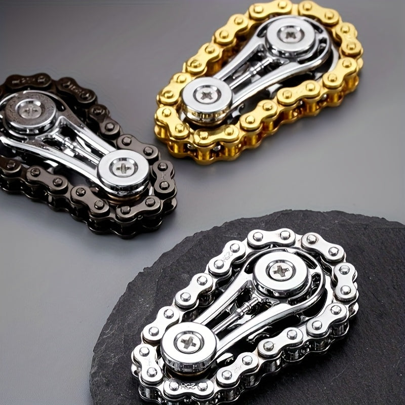 Metal Bike Chain Fidget Spinner for Adults Stress Relief Black Gold Silver Grey