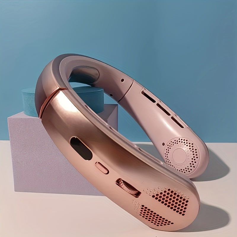 Ventilador de cuello recargable con velocidades ajustables, carga USB, enfriamiento sin manos para actividades al aire libre