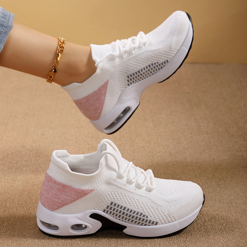 Women Breathable Knit Sock Sneakers Lightweight Casual Walking Shoes Pink White