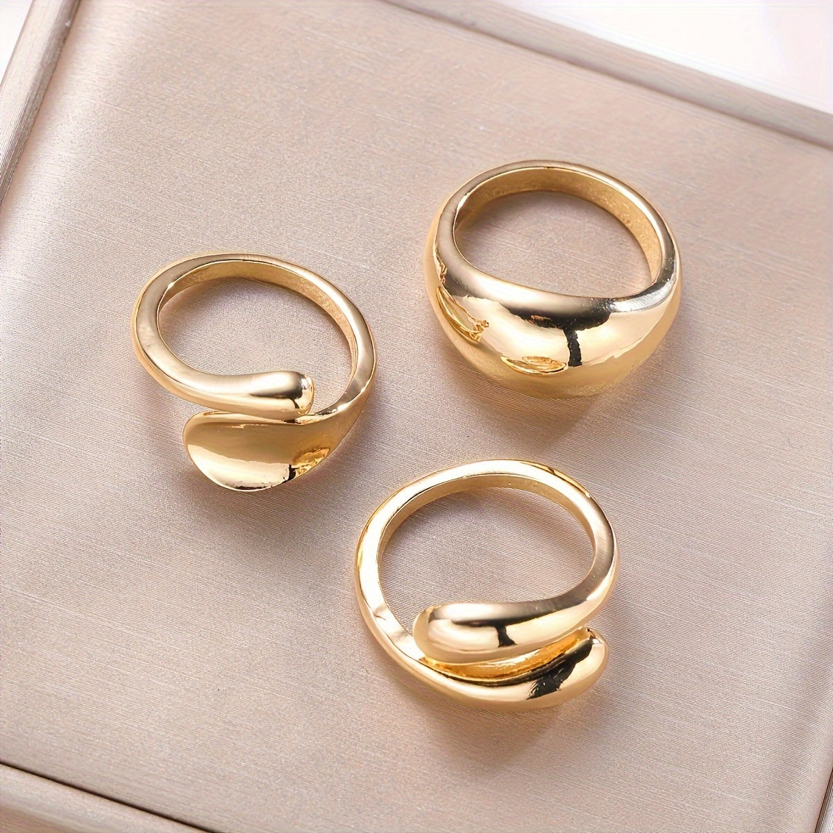 Women’s Geometric Open Ring Set 3-Piece Minimalist Jewelry for Everyday and Gifting