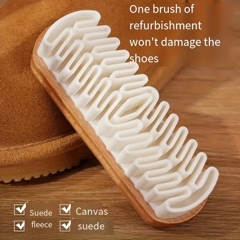 White Rubber Shoe Brush for Suede Nubuck Cleaning with Plastic Handle
