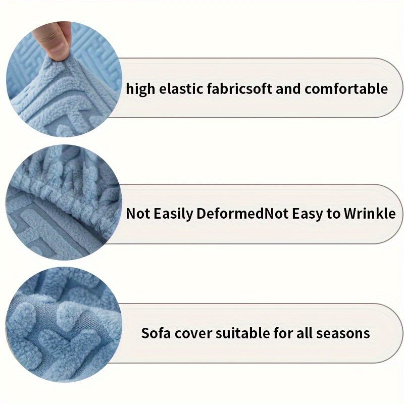 Funda de sofá suave y transpirable con colores contrastantes y protección antideslizante para sala de estar y dormitorio