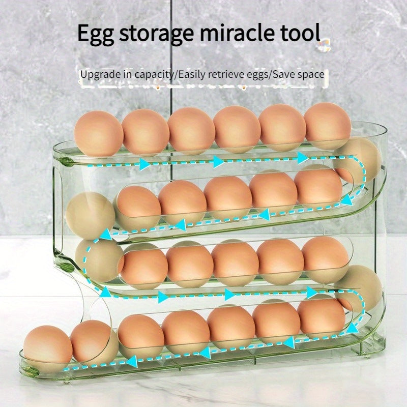 Refrigerador soporte para huevos de 4 capas caja de almacenamiento automática rodante blanco