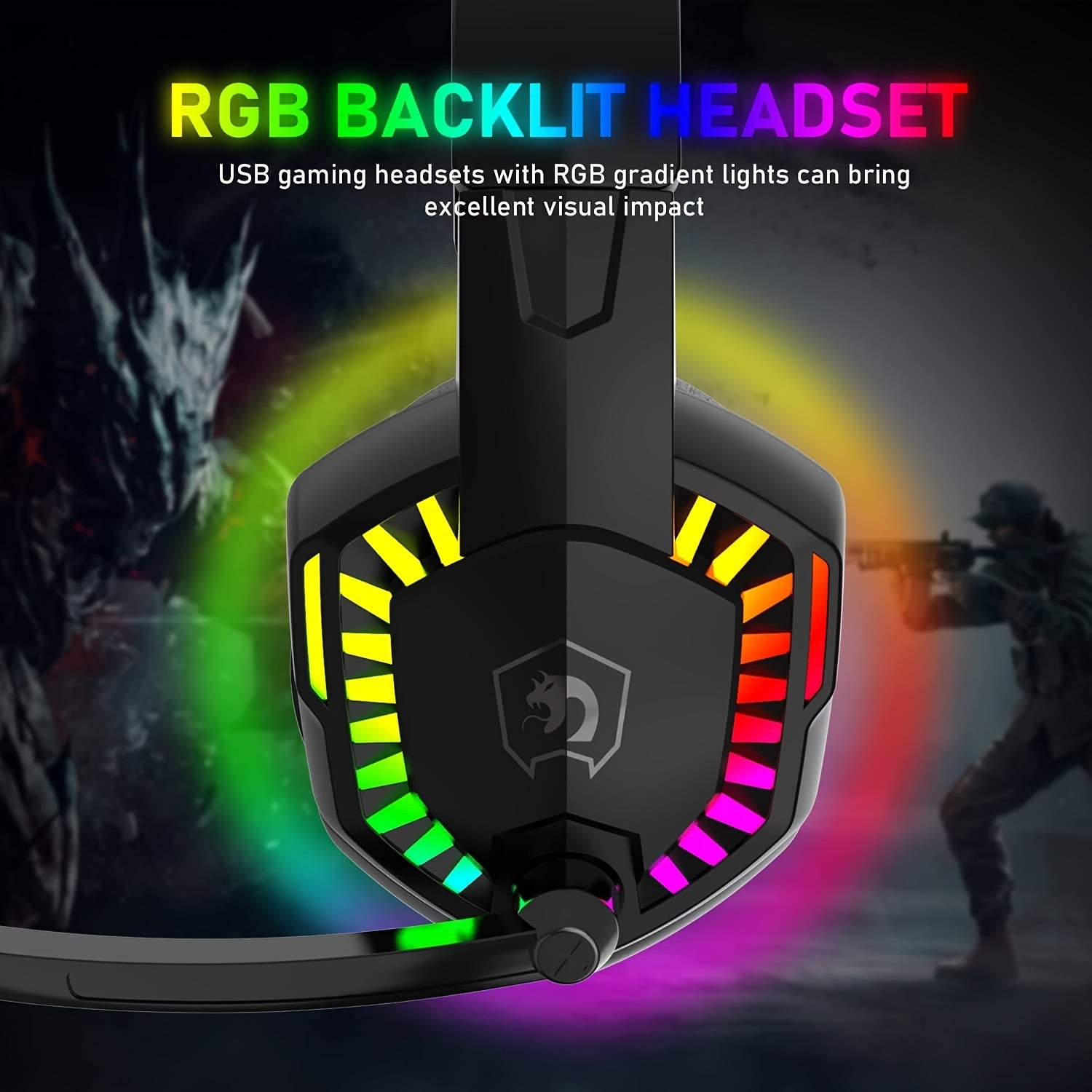 Wired Gaming Headset with Noise-Canceling Microphone RGB Lights Over-Ear for PS4 Xbox PC Mac