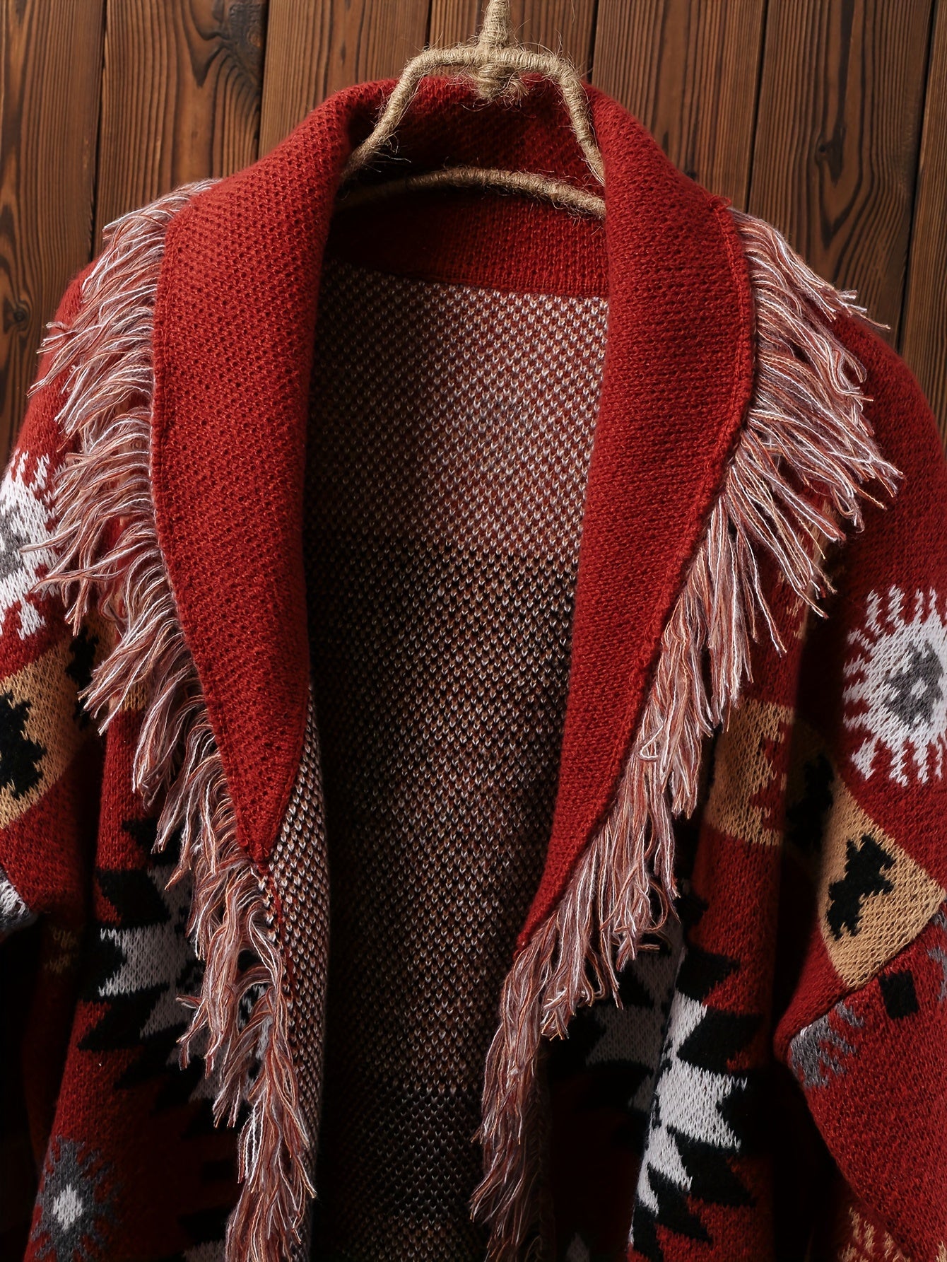 Plus Size Knit Cardigan with Tassels Open Front Long Sleeve Fall Winter Women's Clothing