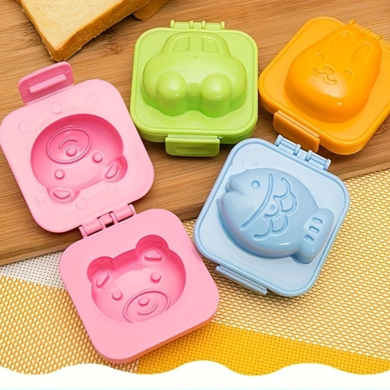 Set of 4 Non-Stick Animal Egg and Rice Ball Molds Bunny Bear Fish Kitchen Gadgets