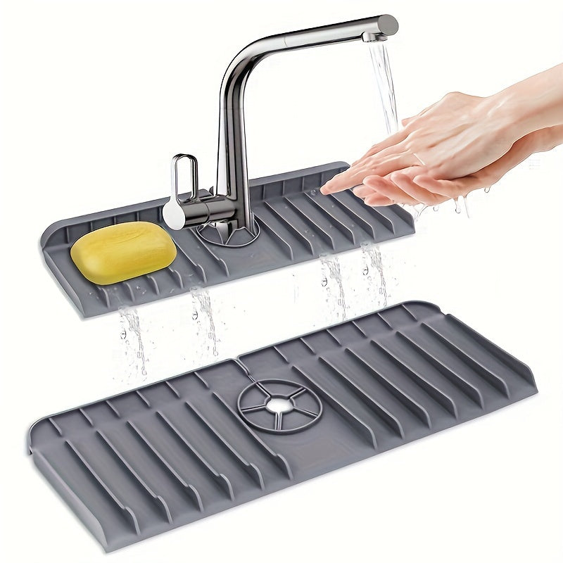 1-dona Silikon Lavabo Himoya Matosi, Suv O'tkazmaydigan Xususiyatga ega, Oshxona Lavabosi Krani uchun Splash-o'tkazmaydigan Pad, Suvni To'suvchi Quruq Pad