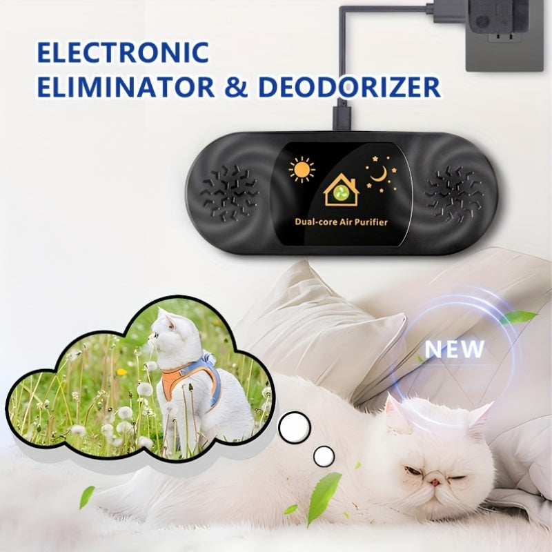 Dual-Core Pet Odor Eliminator Air Purifier USB Powered Quiet Wall-Mount