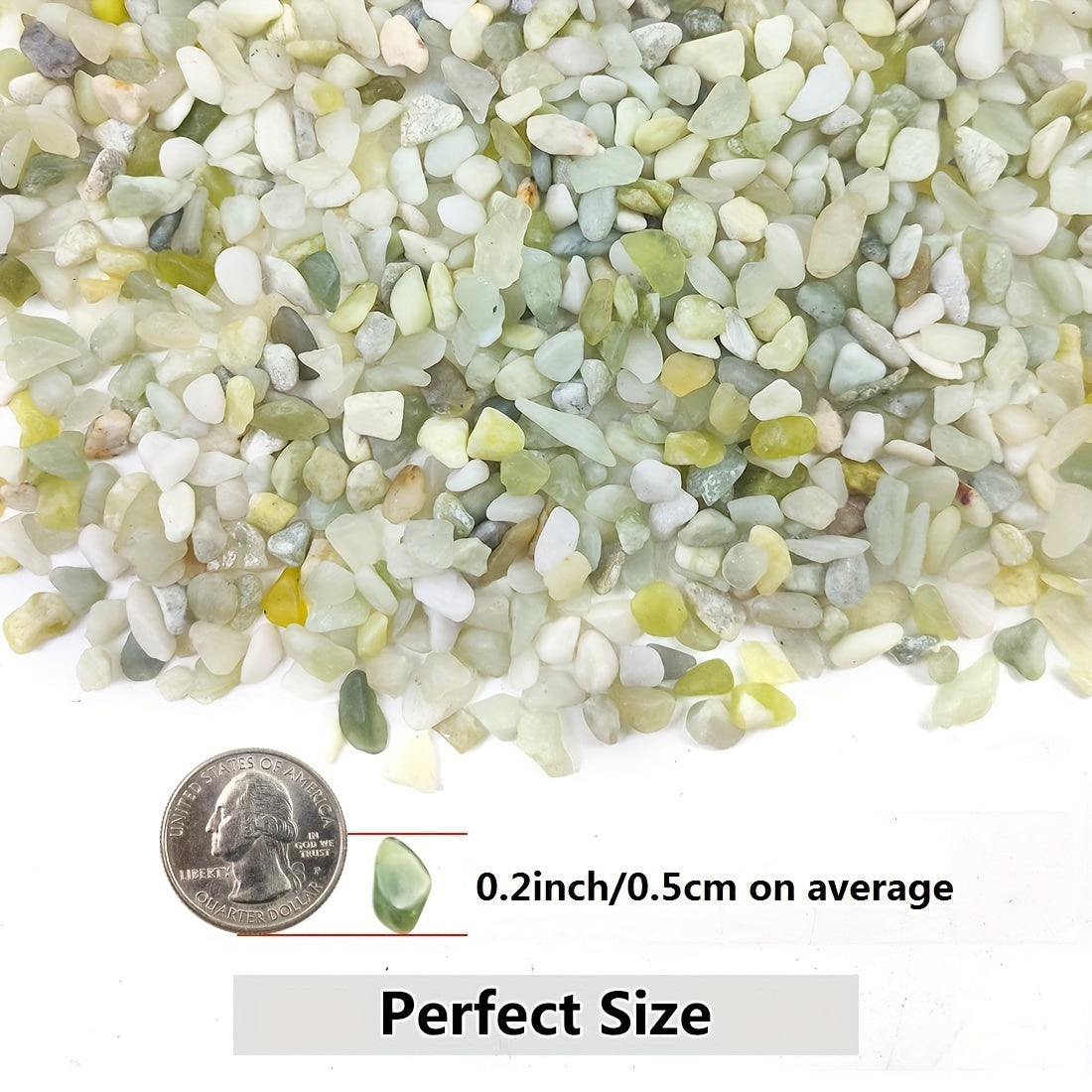 Green Crystal Pebbles for Landscaping Aquarium Gravel Home Decoration 1LB 450g