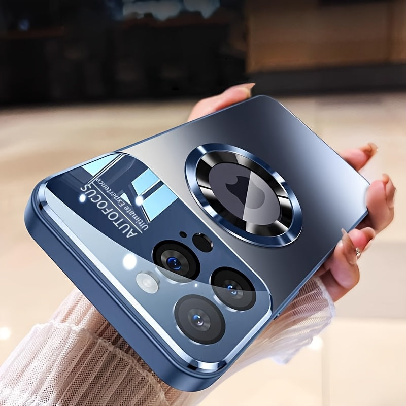 Luxury Glass Phone Case for iPhone 15 Pro Max with Camera Lens Protection Wireless Charging Drop-Proof Ultra-Thin