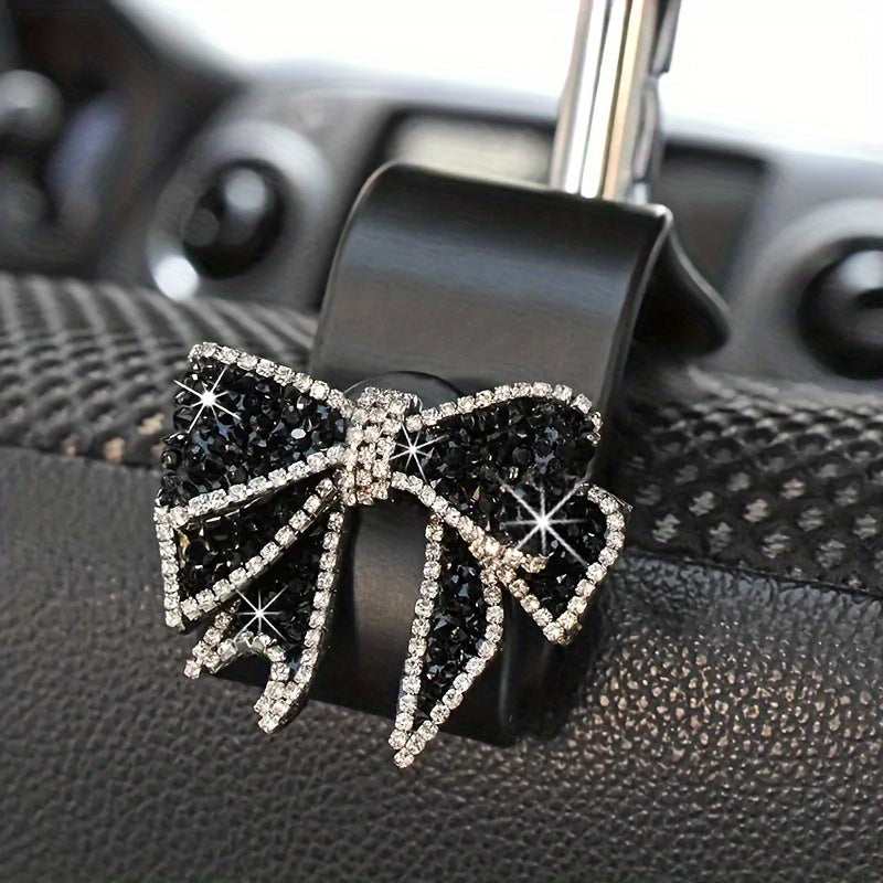 Cute Rhinestone Bow Car Hook Organizer for Grocery Bags and Accessories