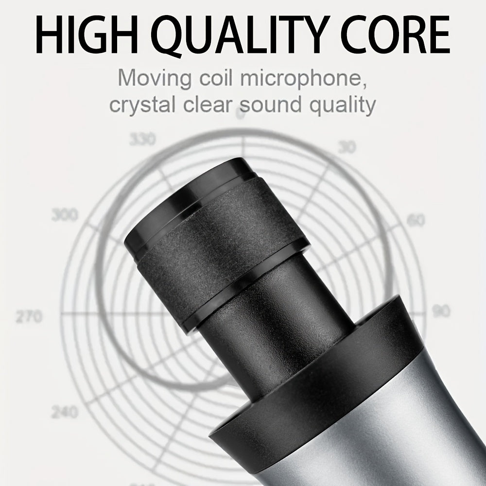 Беспроводной караоке-микрофон Heikuding с перезаряжаемой литиевой батареей USB, разъемом 6,35 мм, однонаправленной полярной характеристикой, малой диафрагмой, функциями зажима и стойки для универсального использования.