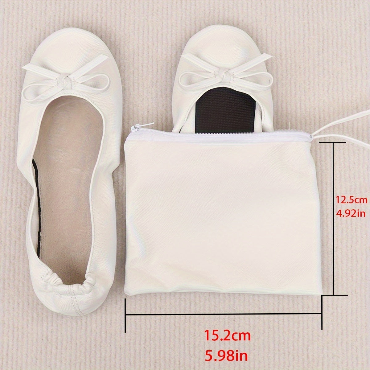 Women's Lightweight Foldable Dance Shoes with Bow, Slip-On PU Cover TPR Sole