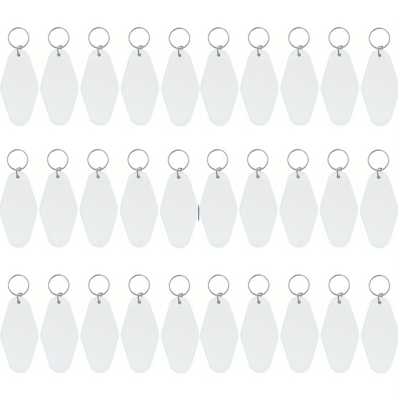 Pack of 30 Plastic Keychain Blanks for DIY Projects Heat Transfer Compatible