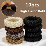 Women Thick Elastic Hair Ties Set, Soft, Solid Colors, Stylish Bun Ties