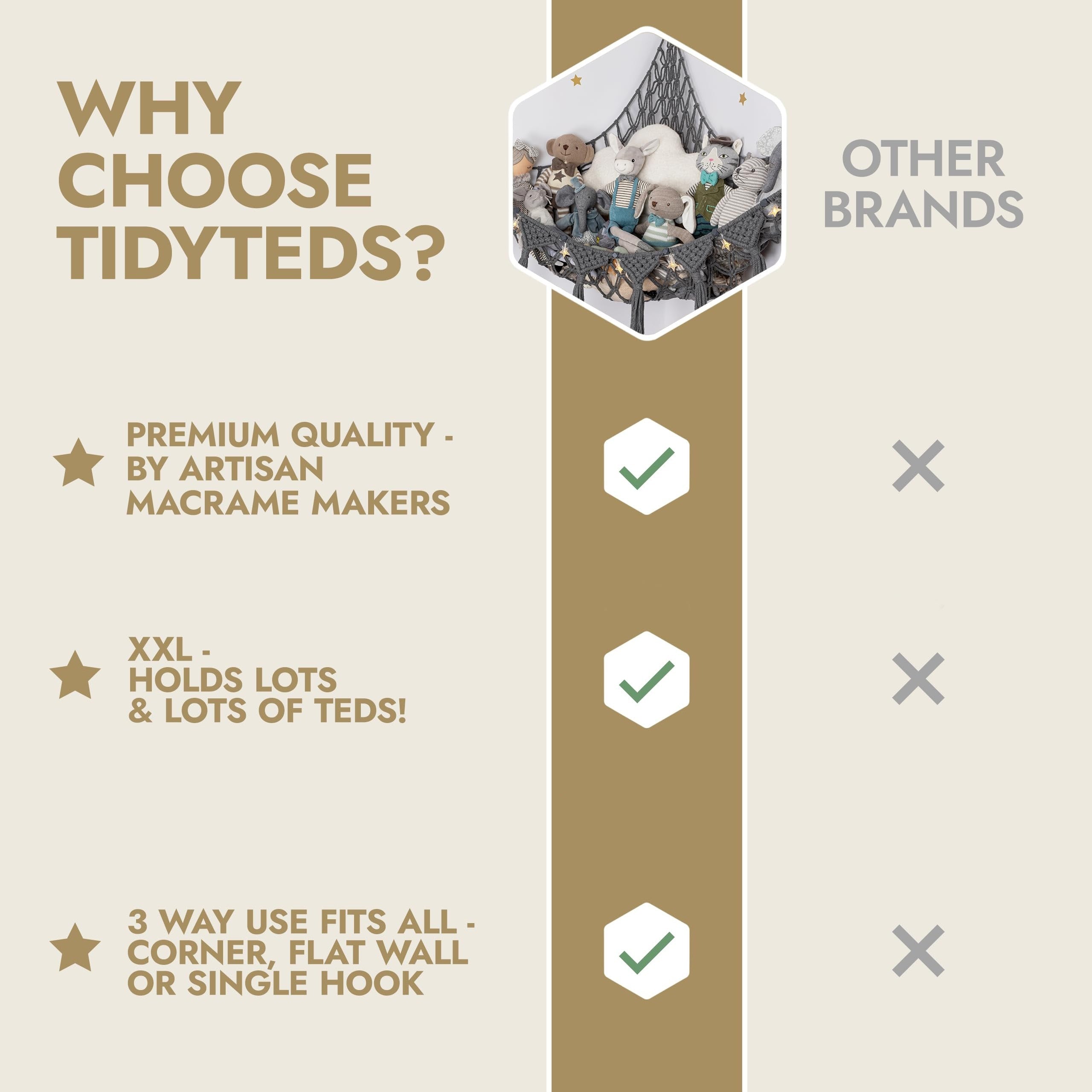 Большая сетка для хранения мягких игрушек: макраме органайзер для плюшевых животных или гамак - идеальное украшение комнаты или праздничный подарок