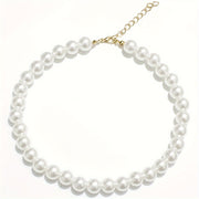 Women's Imitation Pearl Choker Necklace Resin Beaded Wedding Party Accessory
