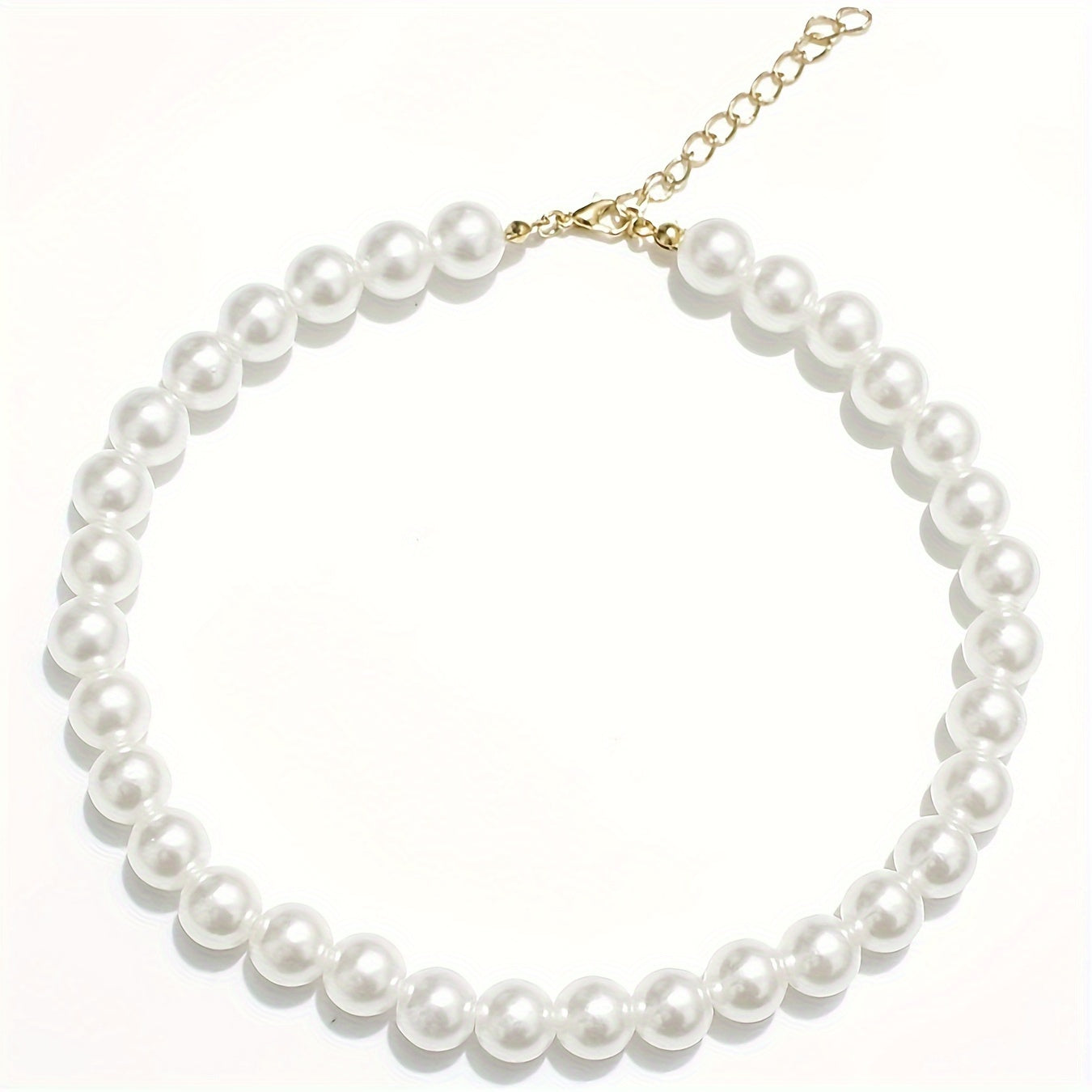 Women's Imitation Pearl Choker Necklace Resin Beaded Wedding Party Accessory