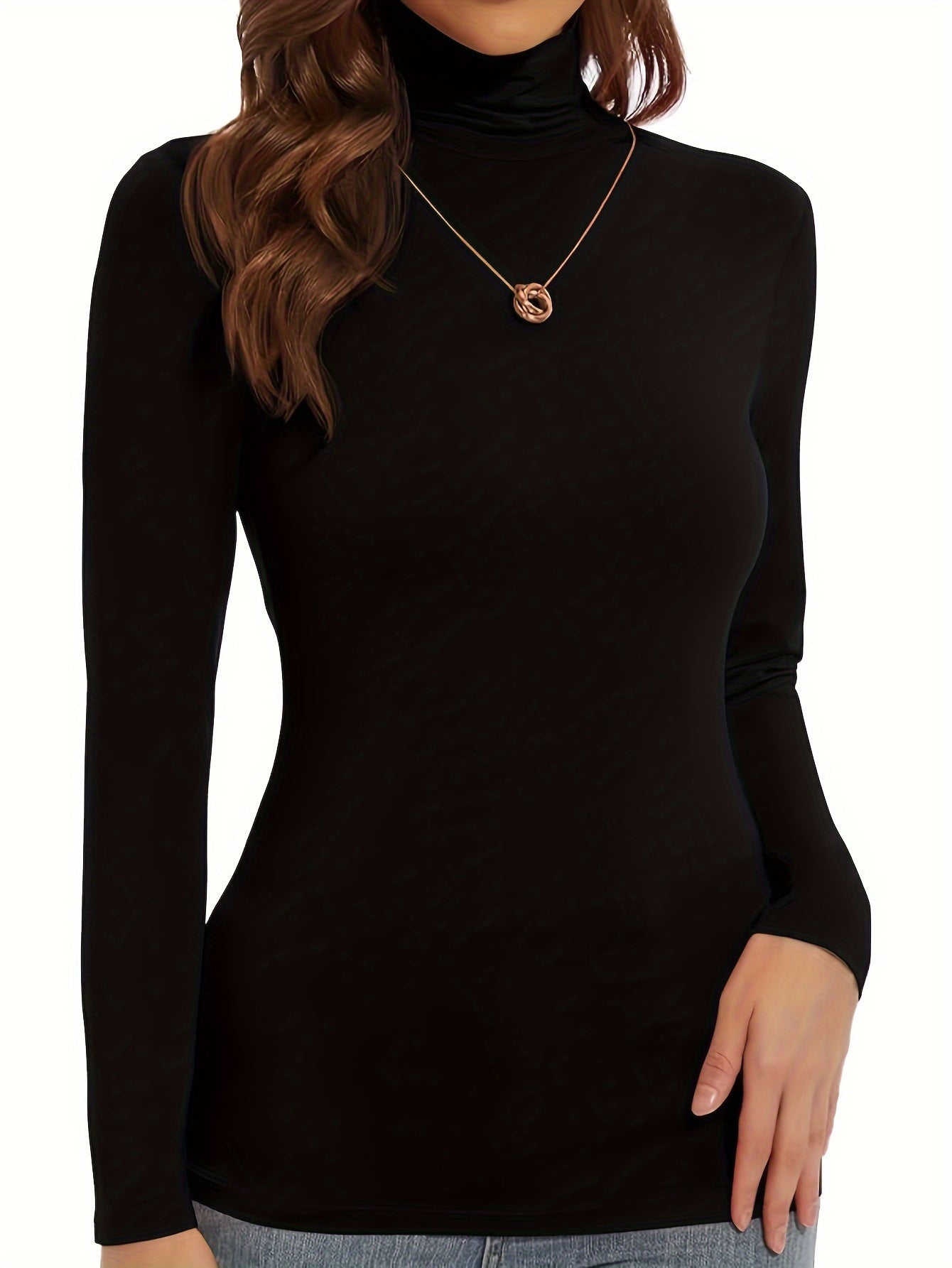 Women's Thermal Fleece-Lined Turtleneck Tops for Cold Weather