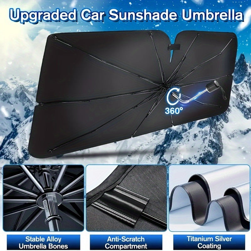 Universal Car Sunshade Foldable Rotating Windshield Sun Protection Black