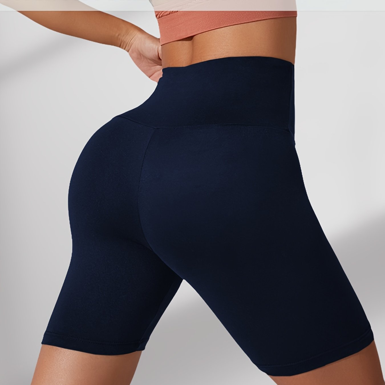 Plus Size Women's High Waisted Biker Shorts Stretchy Workout Yoga Athletic Shorts